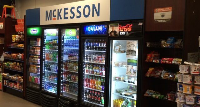 Various vending machines within market